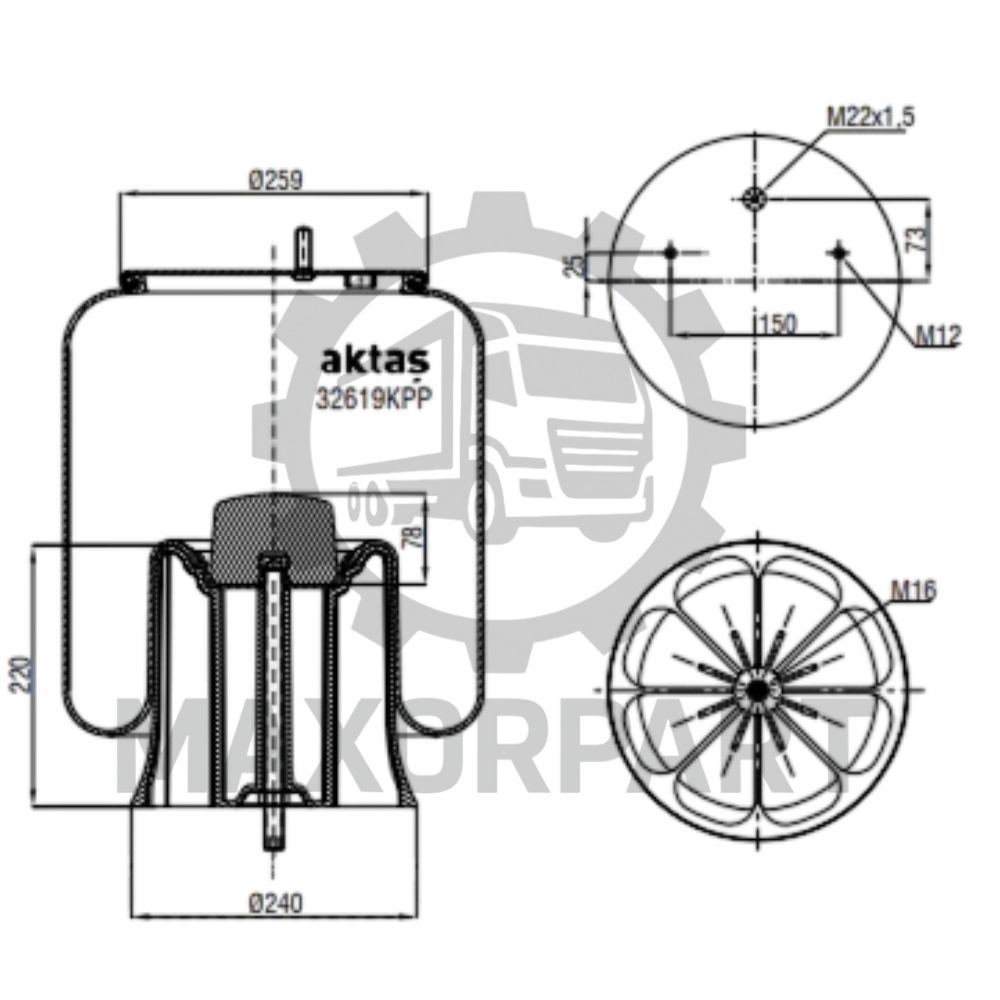 M32619KPP Plastik Pistonlu Körük (Aktaş)